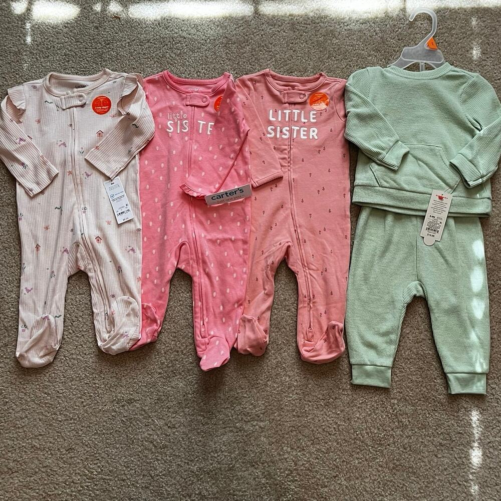Baby Girl Footies and Outfit Size 6-9M - All New - Gift Idea